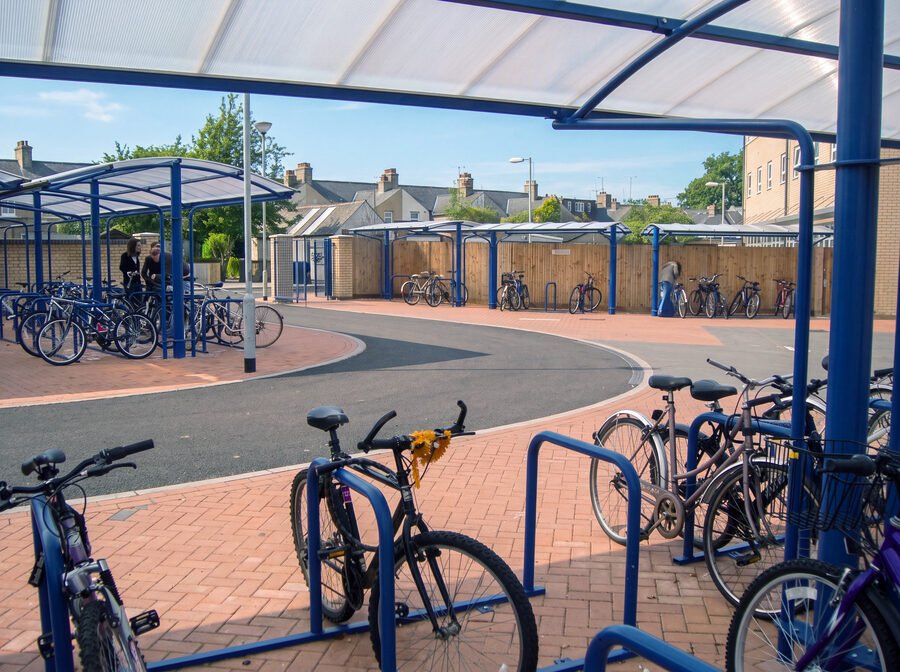 Covered bike storage with cycle racks